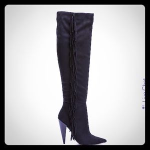 Fringe knee high boots
